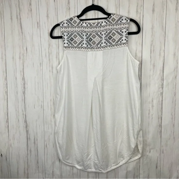 Prana white embroidered linen blend tank Small - Picture 3 of 5